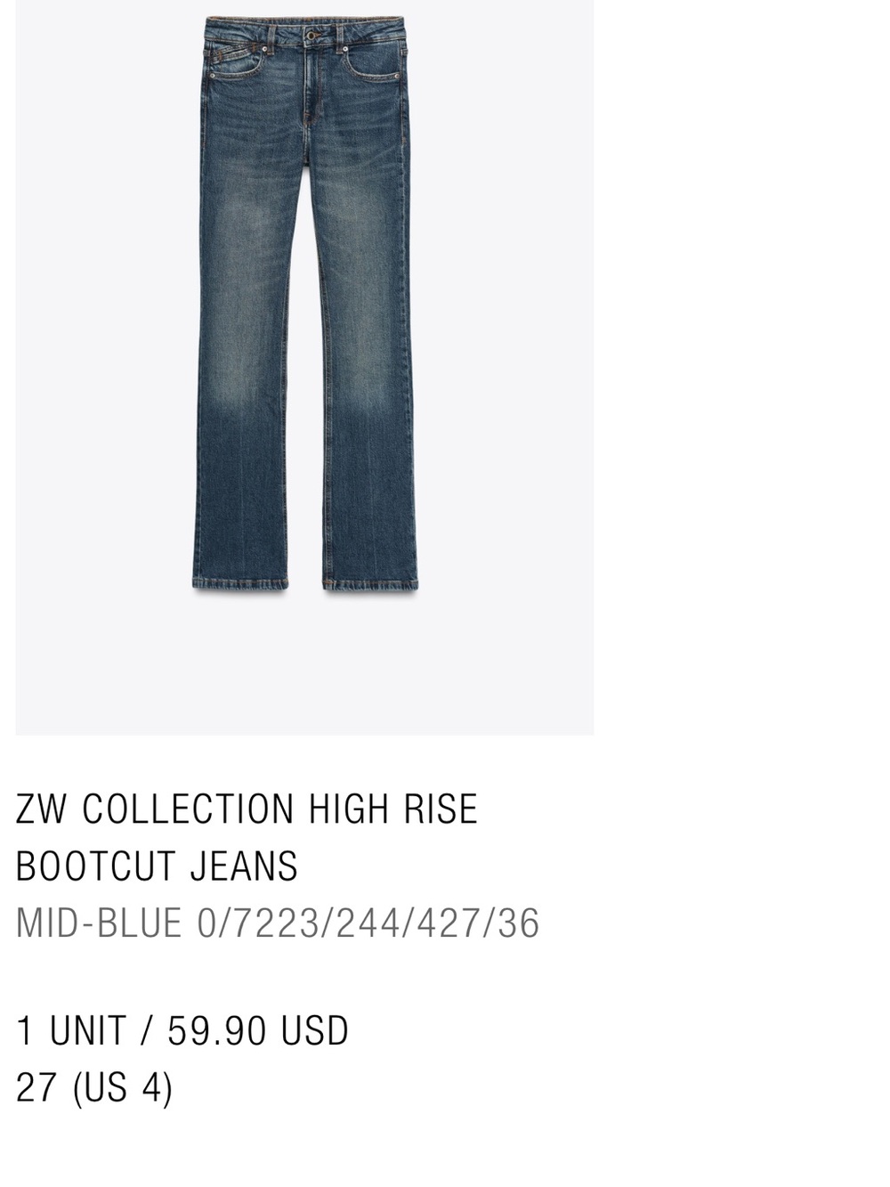 Zara midrise  bootcut jeans